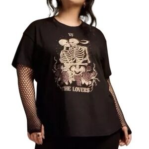 Torrid Women's Nightfall Oversized Heritage Jersey Tee Black Size 2X Gothic